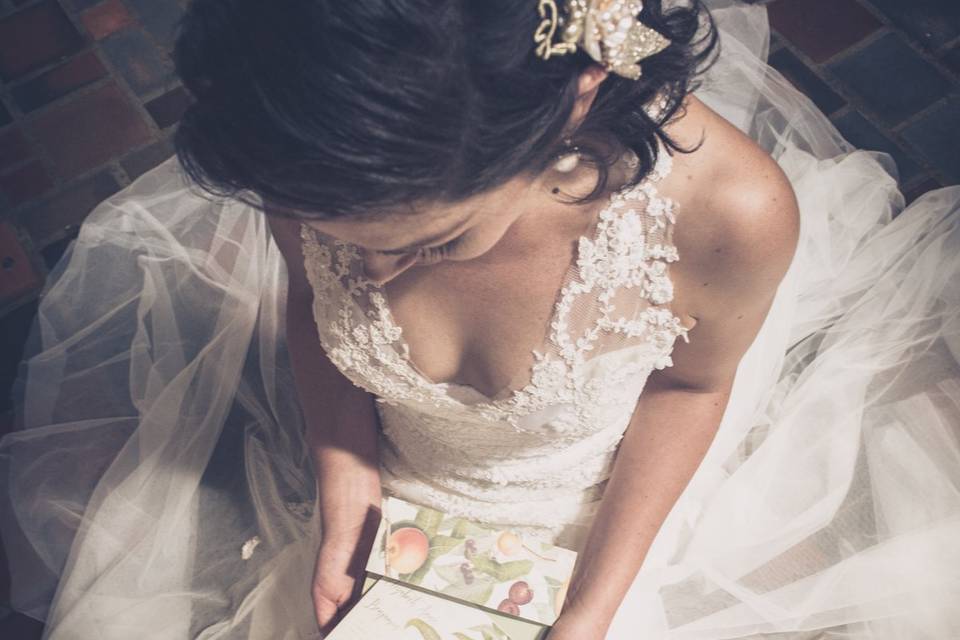 Bride and invitation