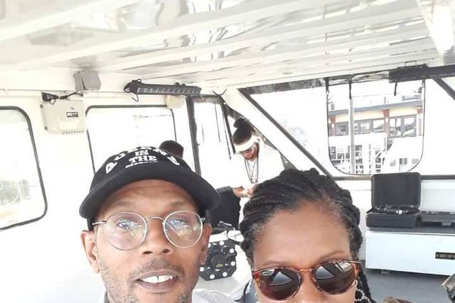 Posing with the DJ
