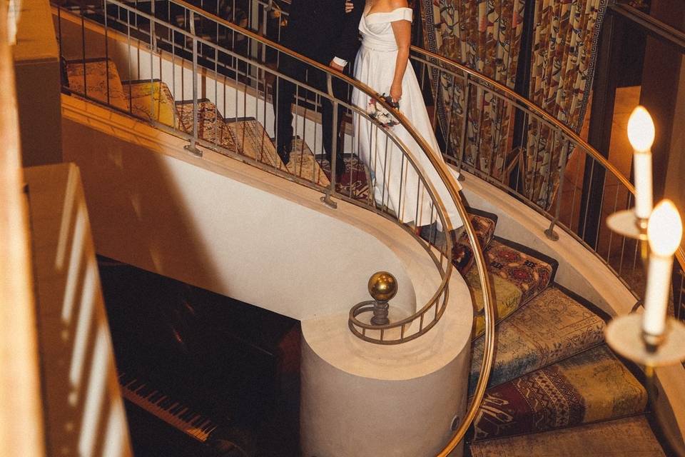 Staircase Bride & Groom