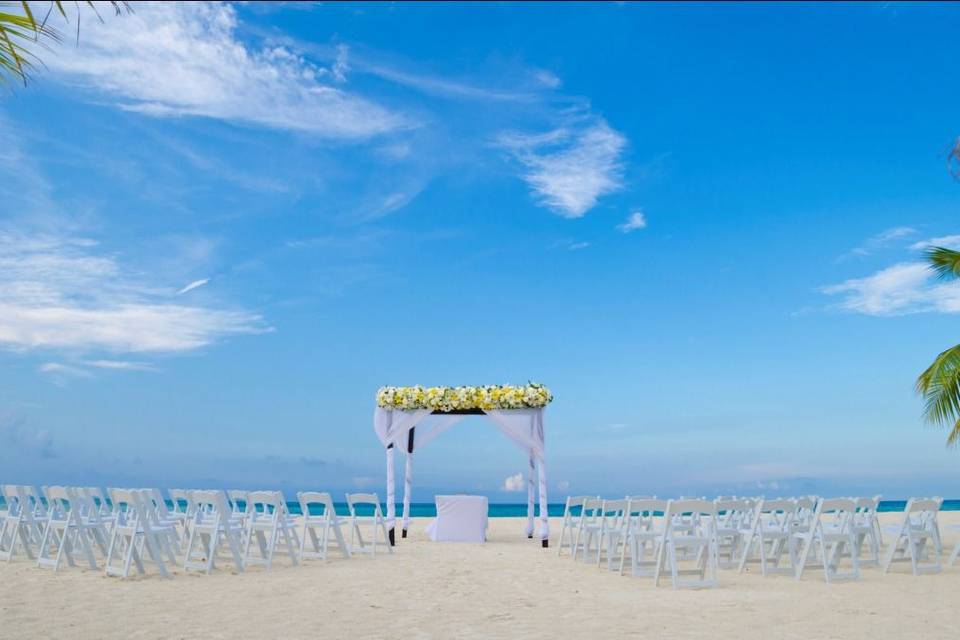 White beach wedding