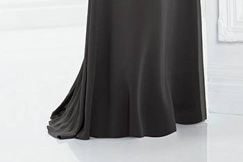217947chiffon slim a-line gown features an attached hand-beaded scalloped illusion capelet creating short sleeves, illusion bateau neckline over beaded sweetheart bodice, beaded illusion back, sweep train. Sizes 4 – 20 colors dark gray, blue willow