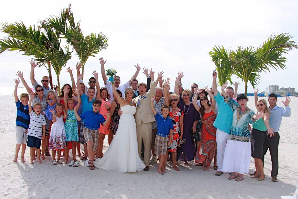 Beach wedding celebration