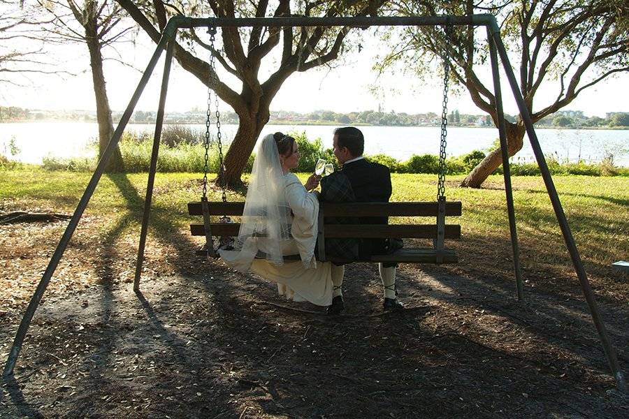 Renaissance wedding in park