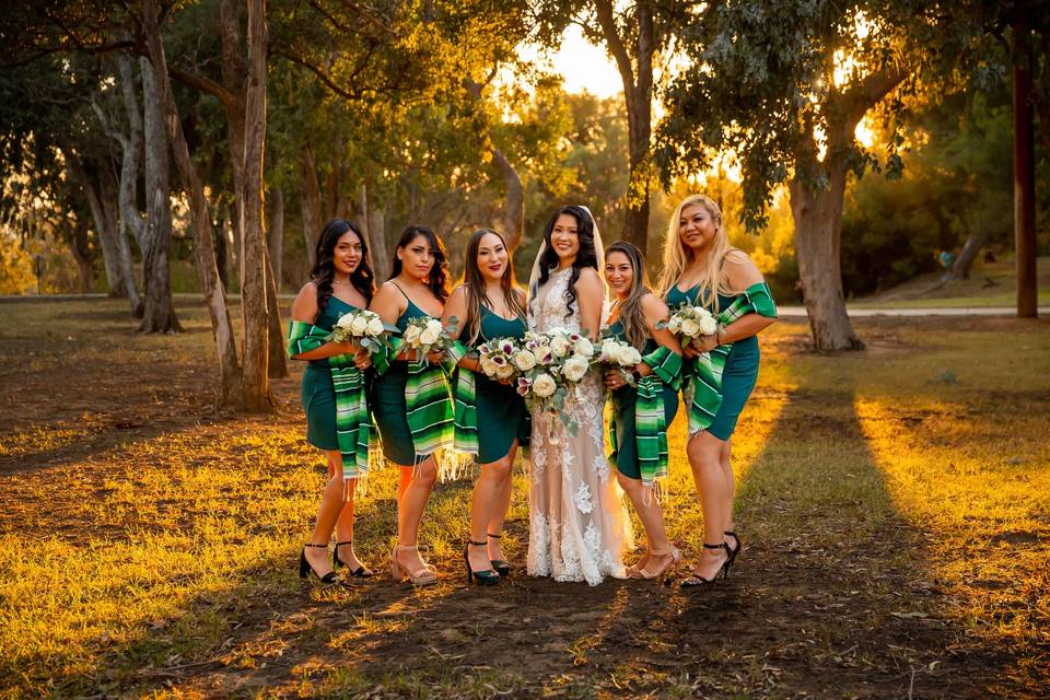 Bride and bridesmaids