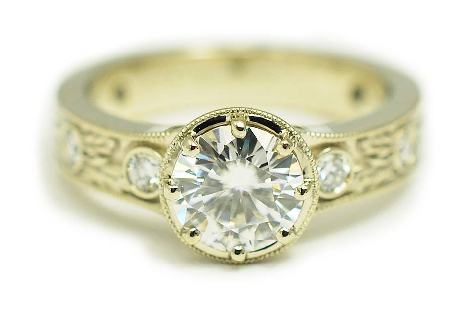 White gold diamond custom engagement ring - The Ginny
