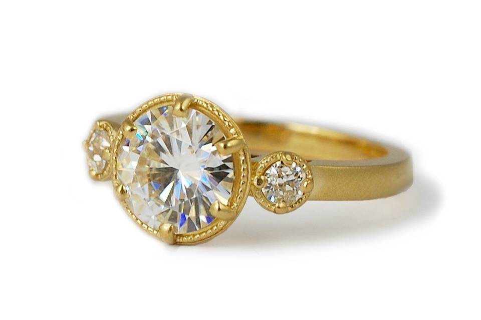 Yellow gold diamond custom engagement ring - The Linda