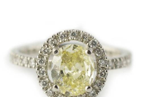Platinum yellow diamond custom engagement ring - The Laura