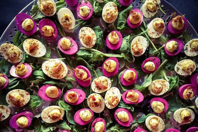 Beet pickled deviled eggs