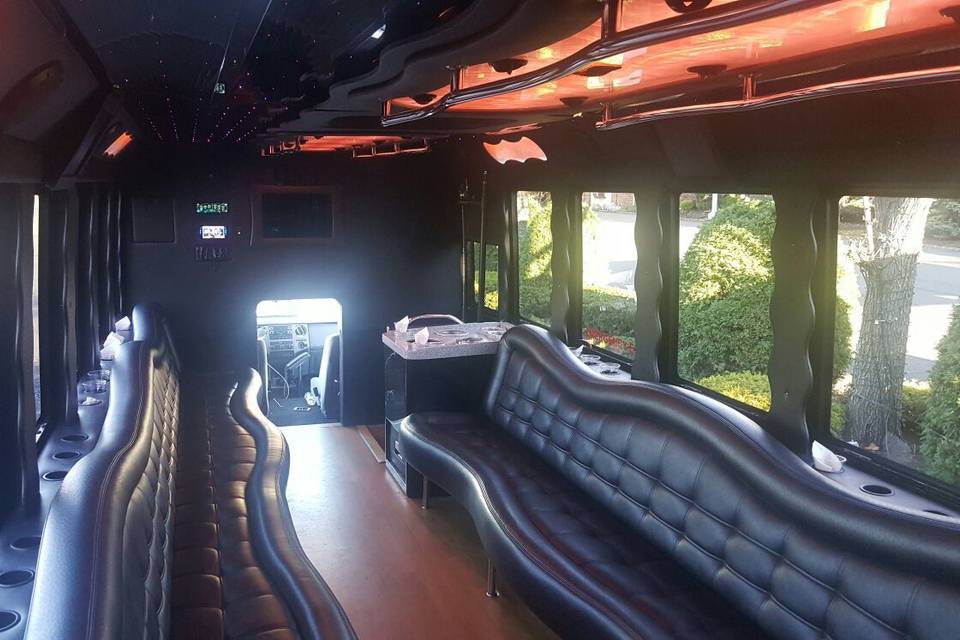 28 passengers party bus interior