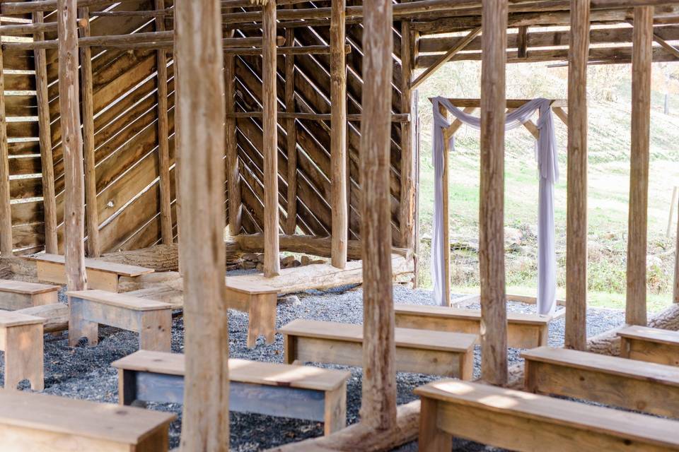 Bench Seating in Ceremony Barn