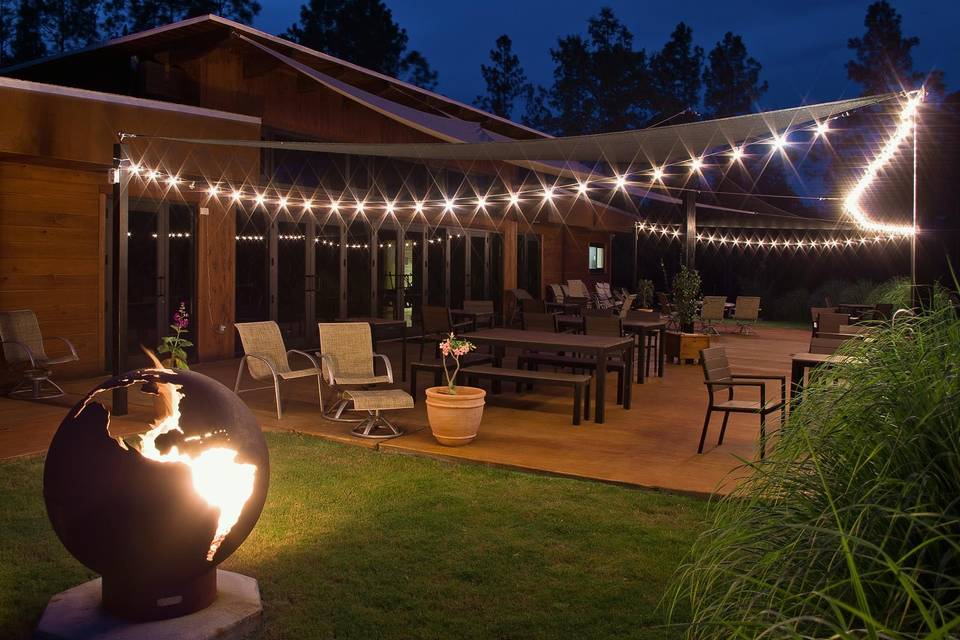 Back Terrace patio at night