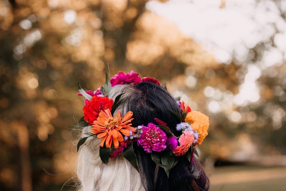 Two-colored hair with a flower crown | Brittyn Elizabeth Photography
