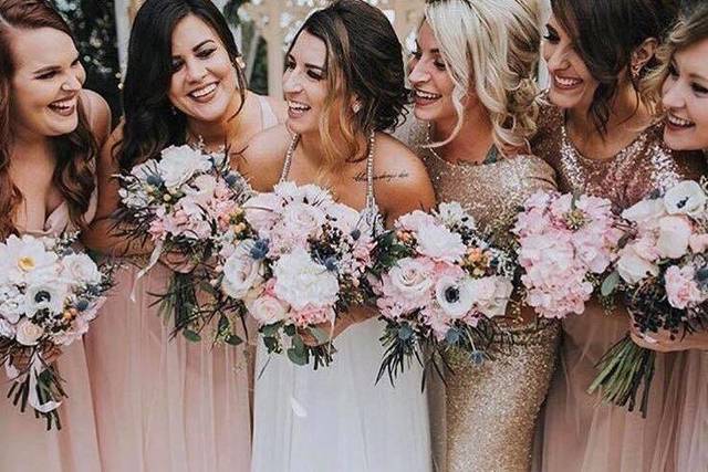 The bride with her bridesmaids
