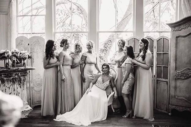 The bride with her bridesmaids