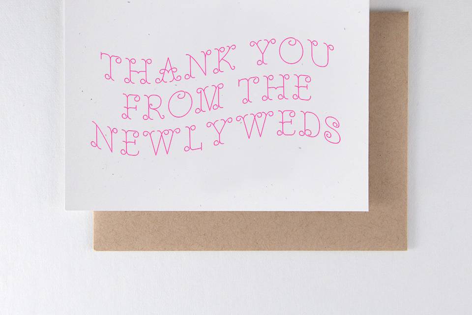 Modern yet classic etterpress thank-you note