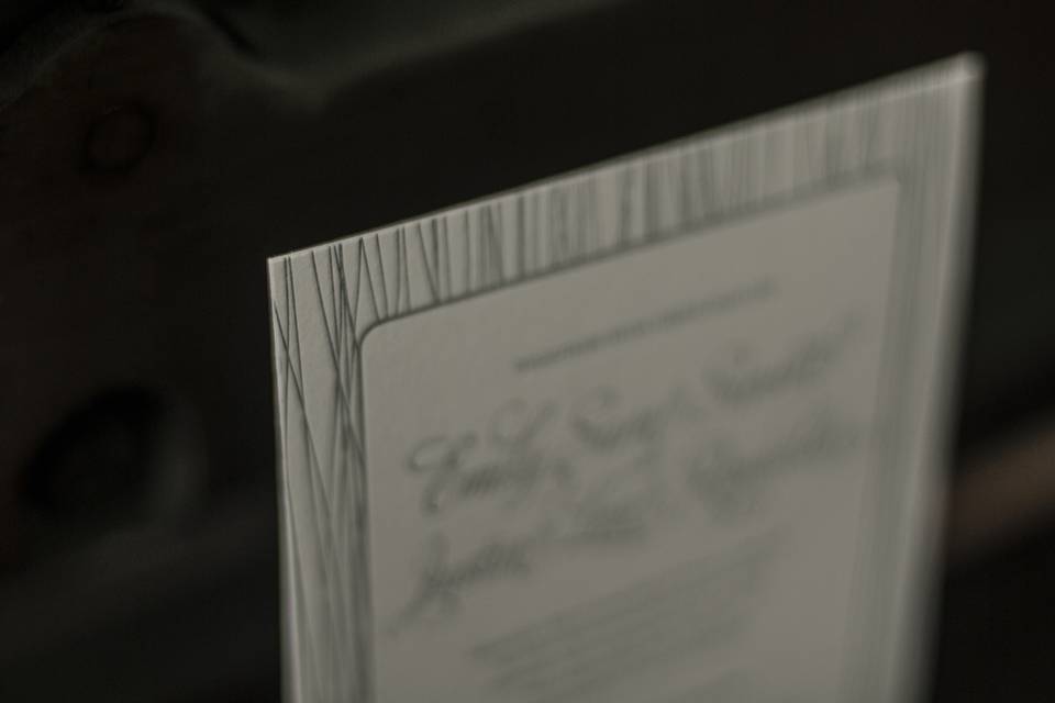 Letterpress wedding invitation with border