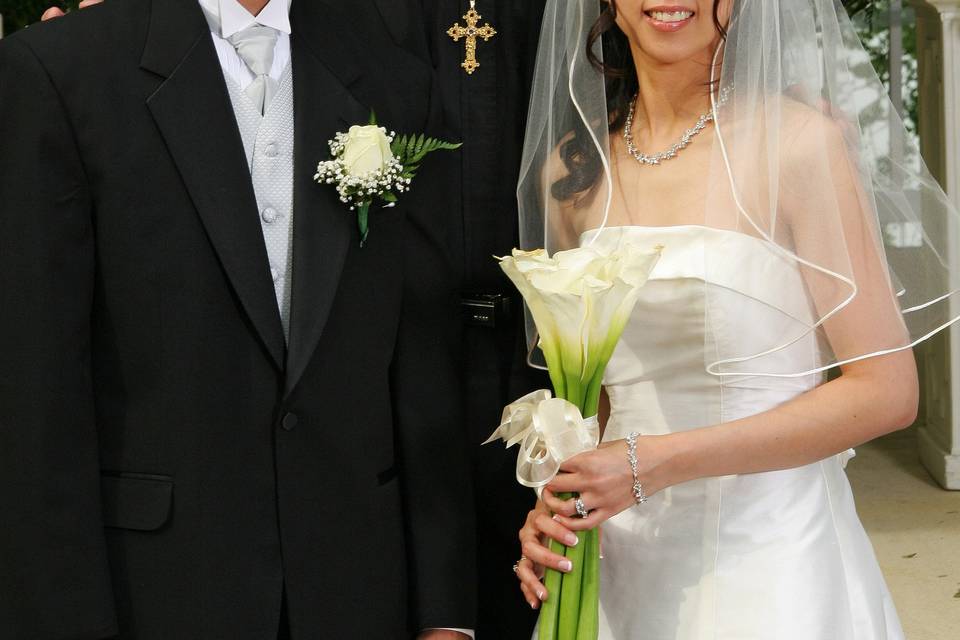 Groom, bride, and bishop