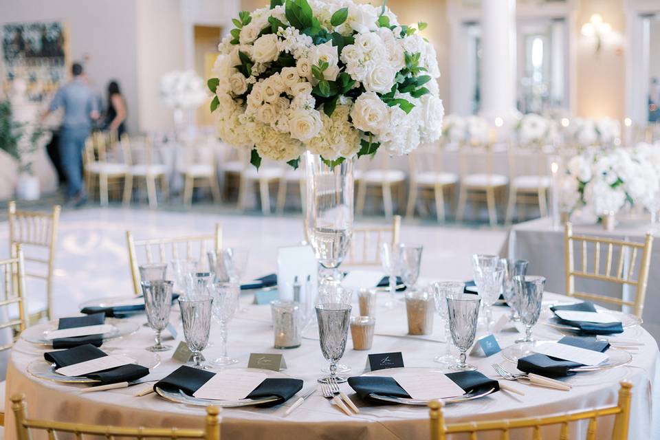 Tall white centerpieces