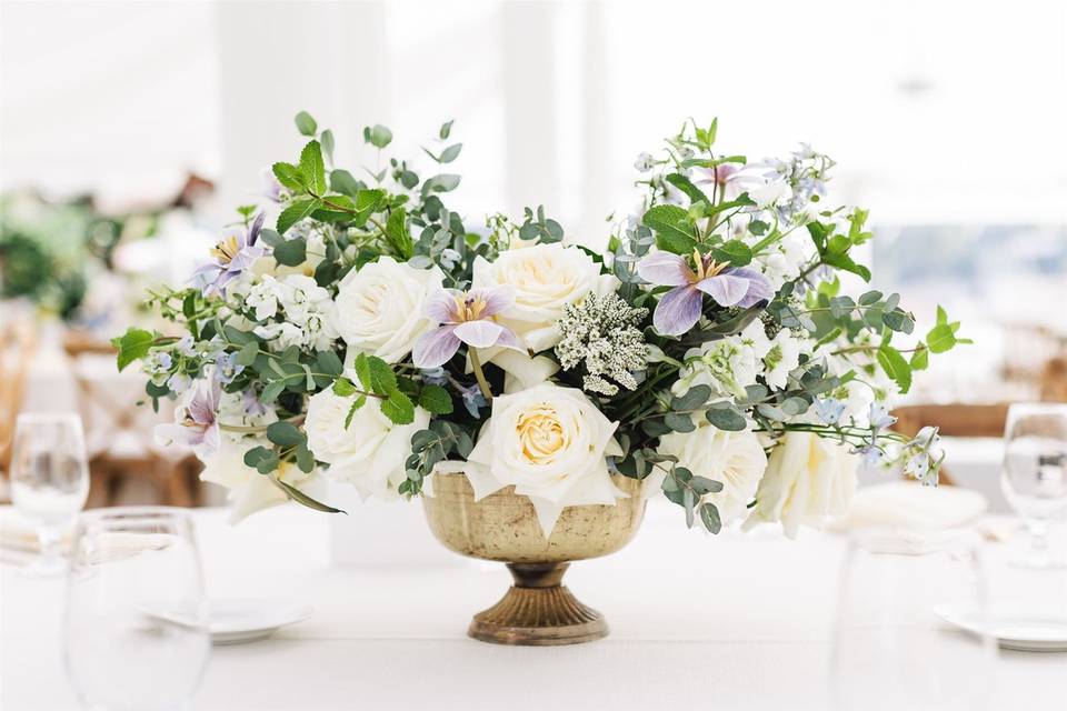 White and lavender centerpiece