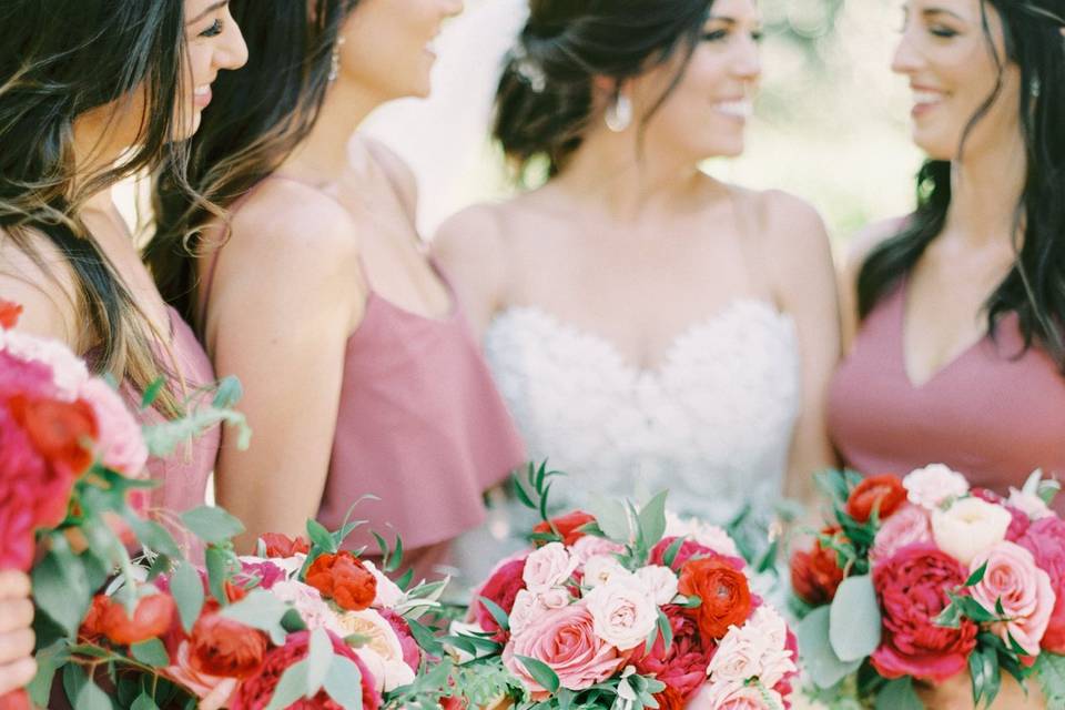 Jewel tones for the bridesmaids
