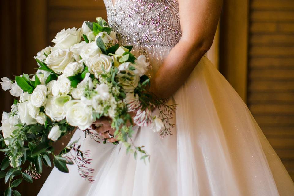 White garden bridal bouquet