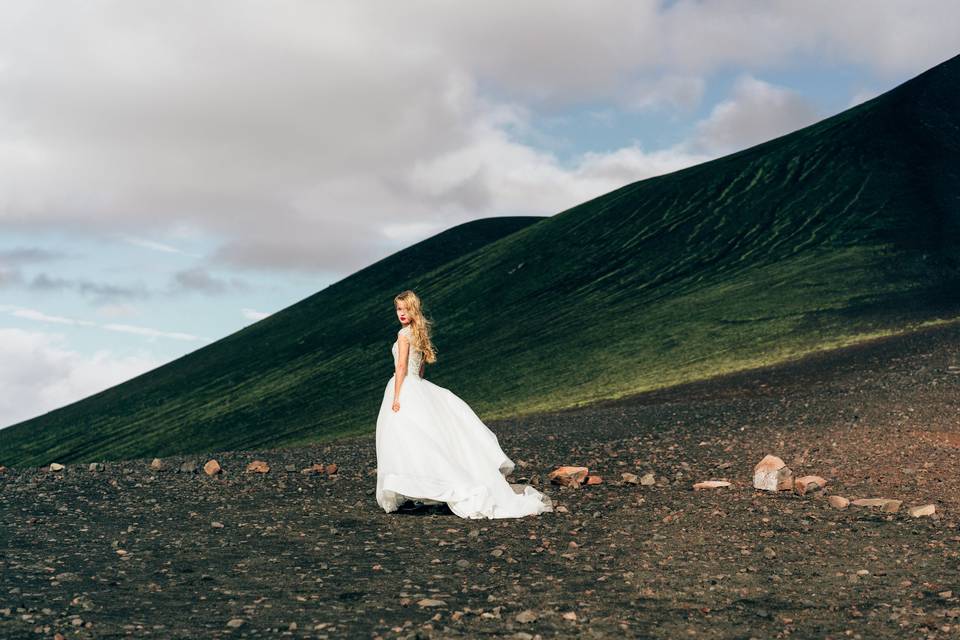 Bride in European countryside