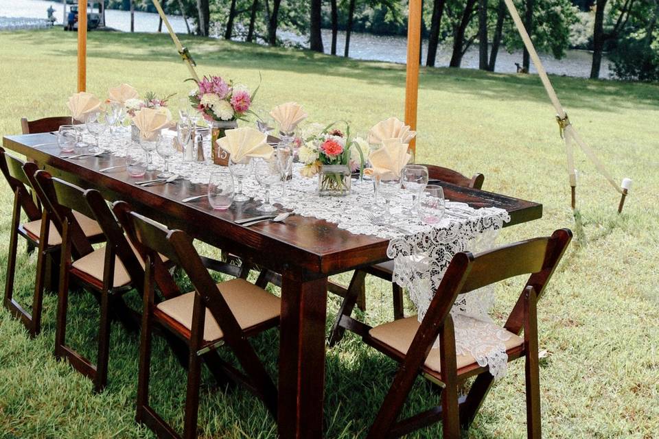 Farm tables and Wildflowers