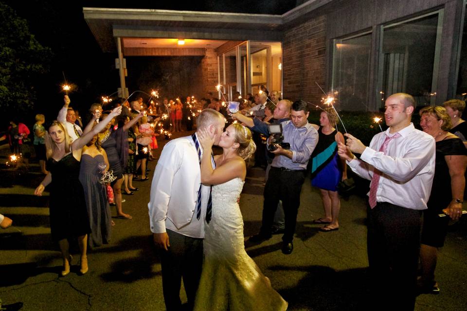 Sparkler celebration for the newlyweds