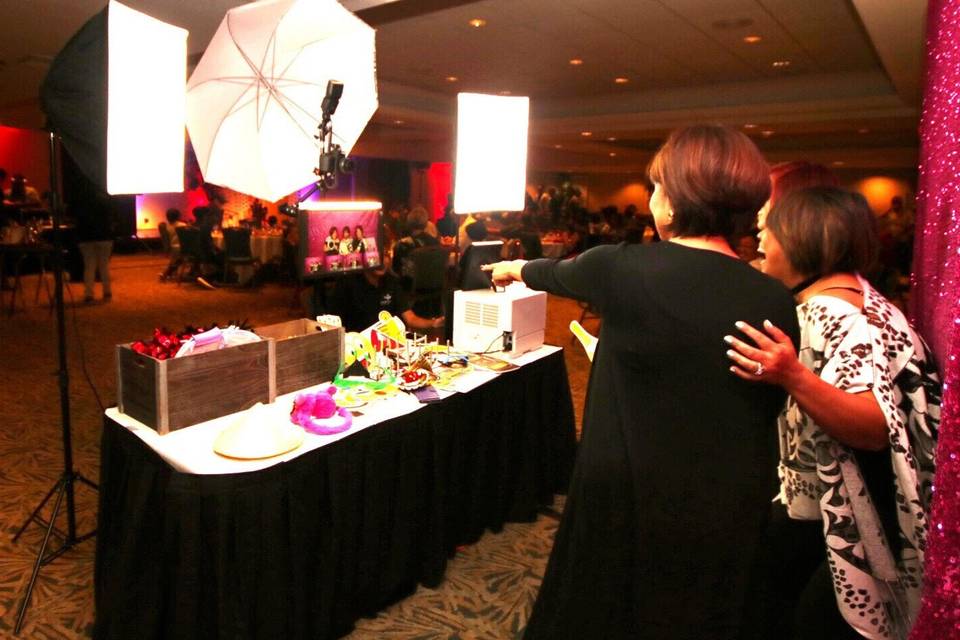 Guests on the photo booth