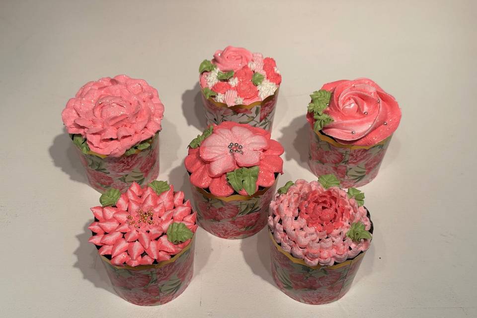 Pink flower cupcake