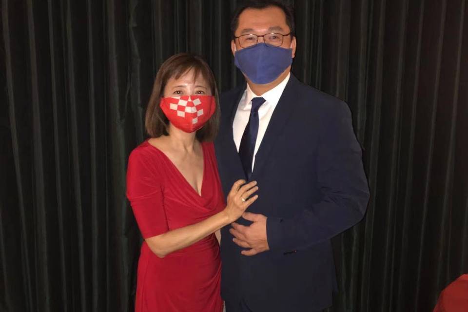 Beautiful couple even w/ masks