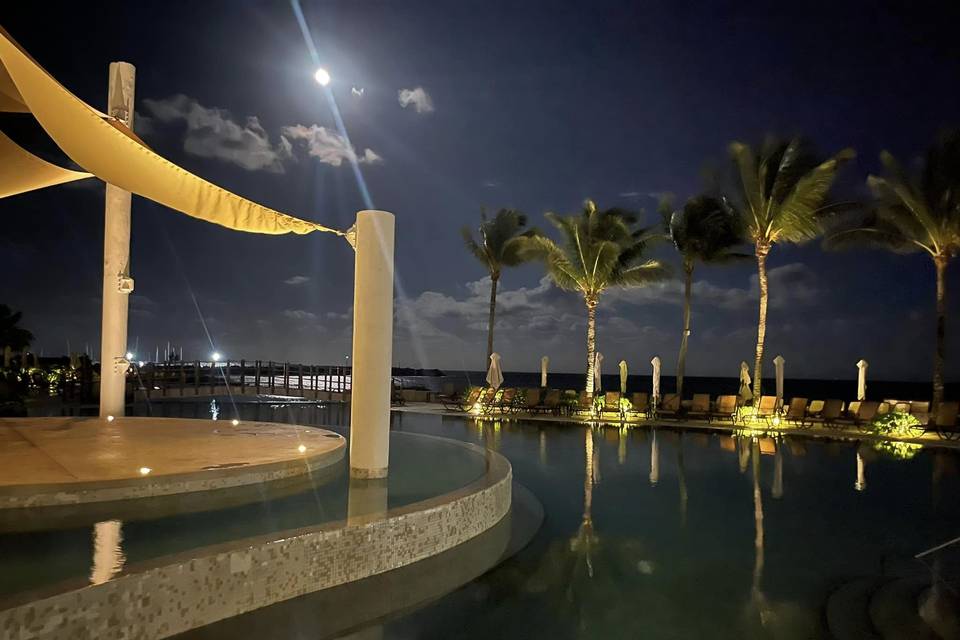 Night time by the pool