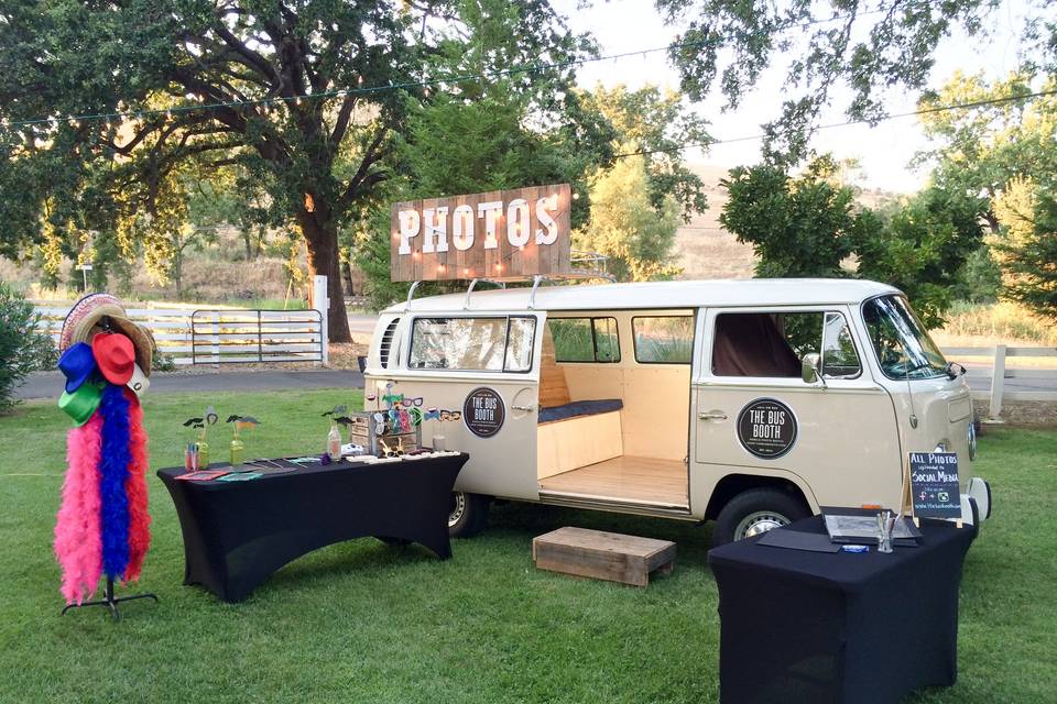 The Bus Booth ready for a beautiful reception at Gover Ranch Event Center in Anderson, CA.