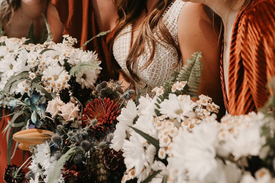 Bride and bridesmaids