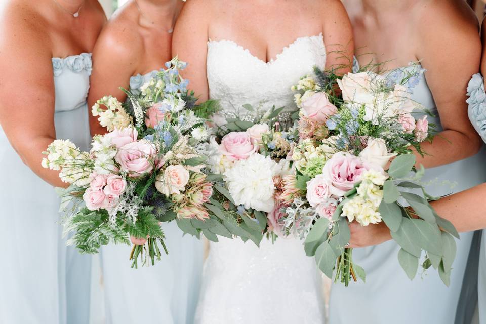 Bouquets of the bride and bridesmaids