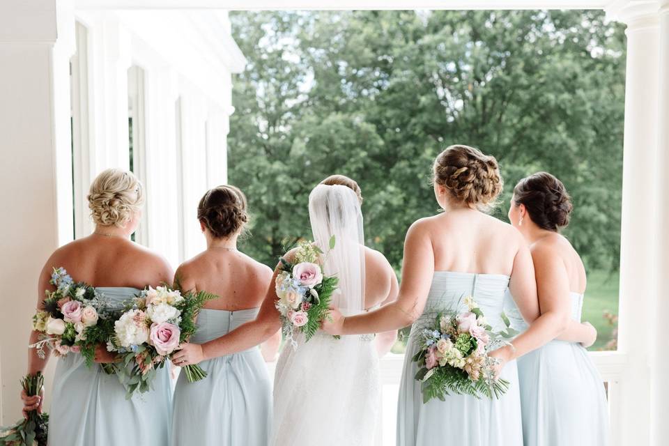 Bride and her bridesmaids