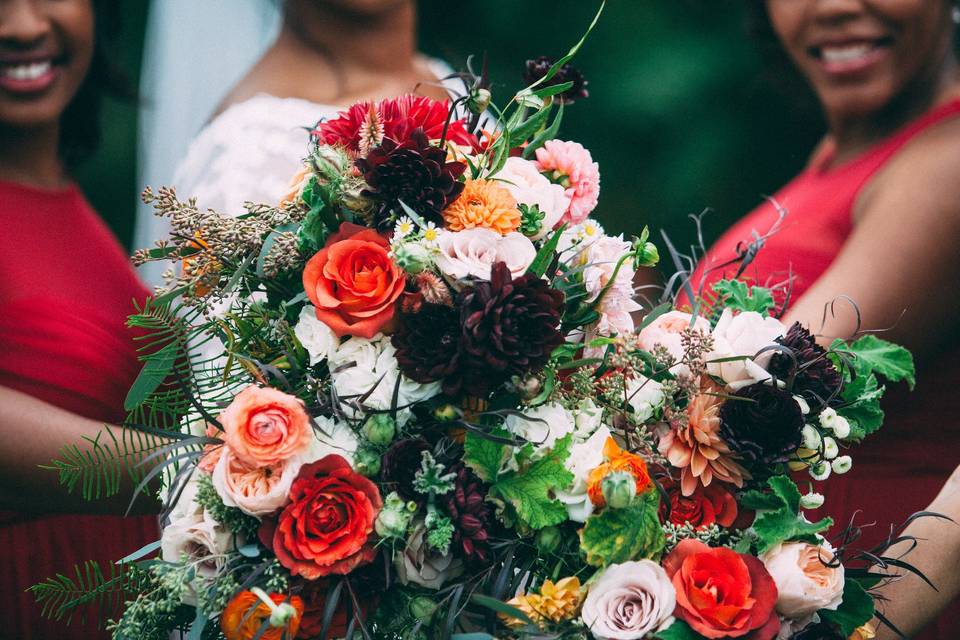 Bouquets at the wedding