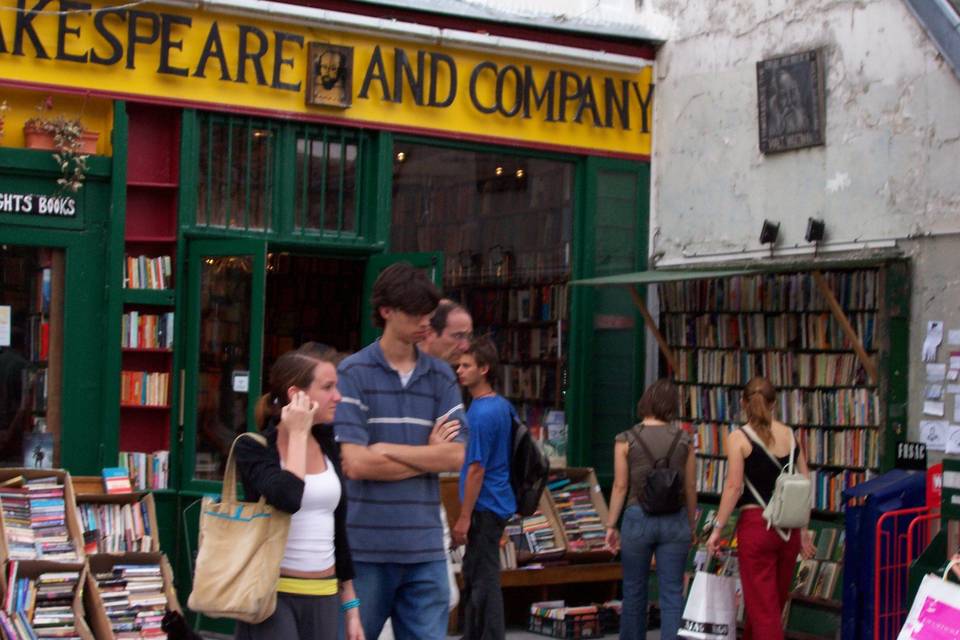 Couple in Paris at Shakespeare And Company...a very popular spot.