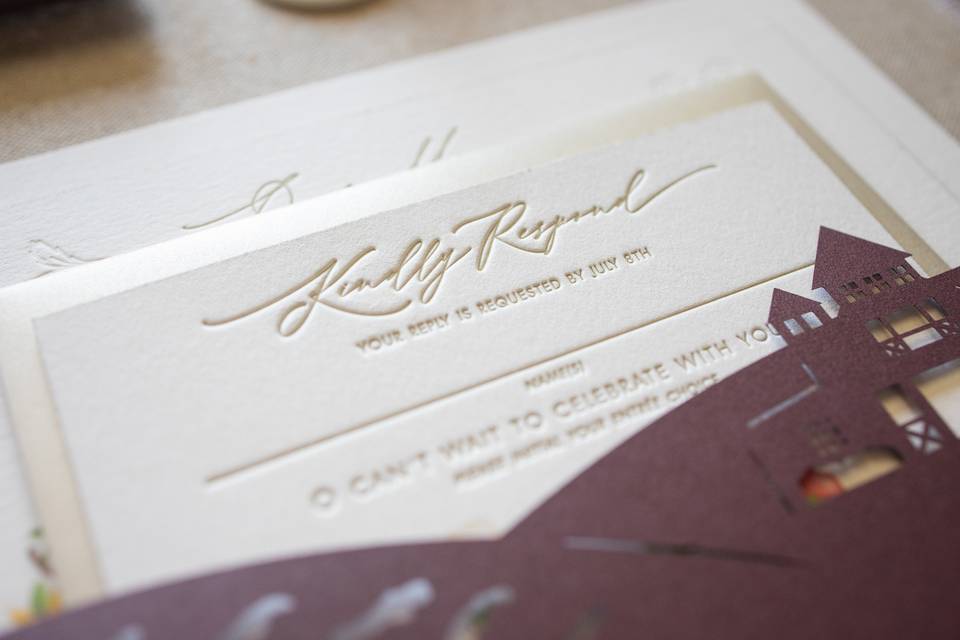 Champagne gold letterpress