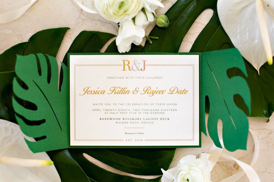 Tropical-themed invite