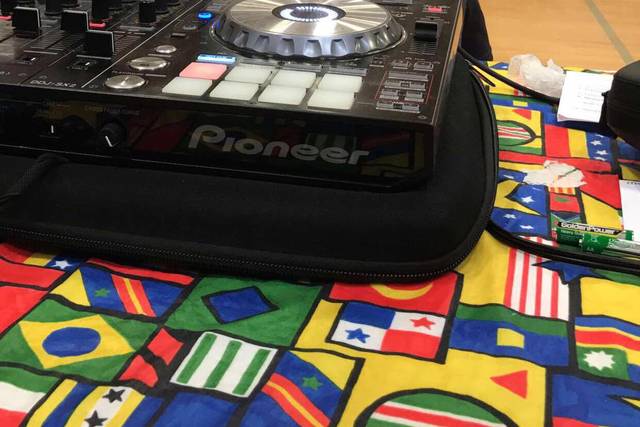 Behind the DJ booth