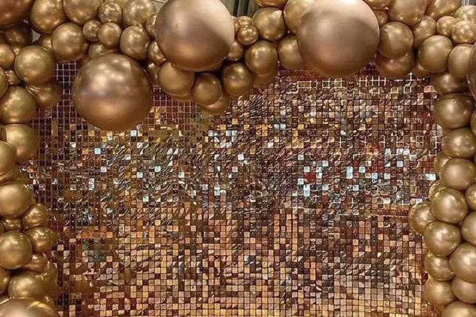 Gold sequins and balloons