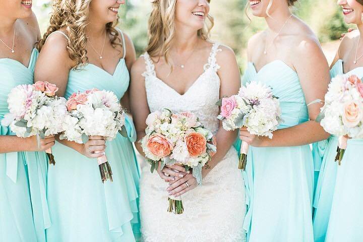 The bride with her bridesmaids