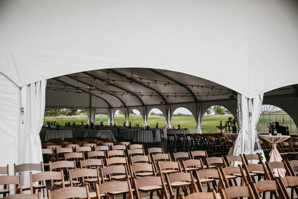 Ceremony looking into tent