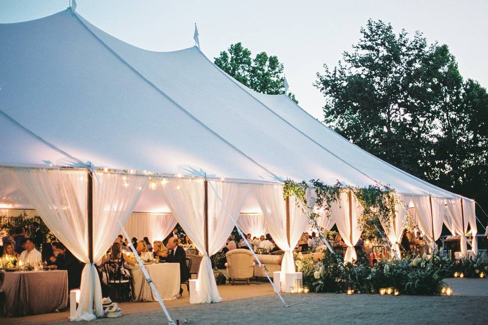 Tent lighting and drapery