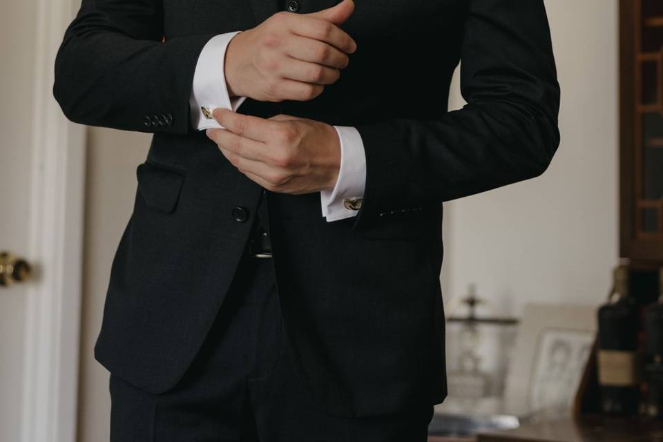 Groom getting ready