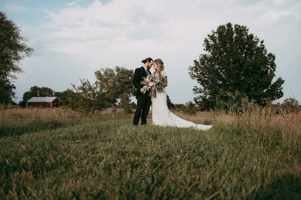 Couple near pond portrait