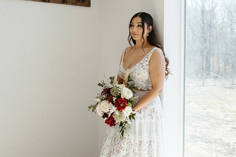 Suite window bridal portrait