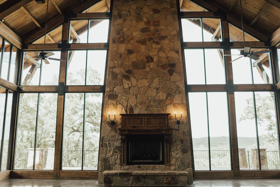 Stone fireplace