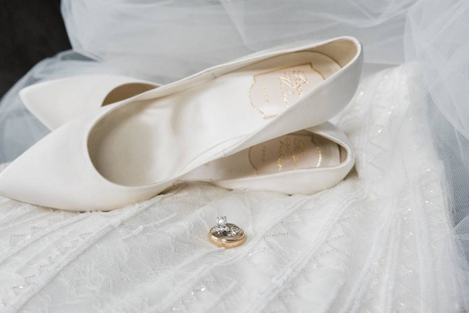 Bridal shoes and dress